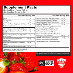Close-up of ingredients highlighting antioxidants and fruit extracts