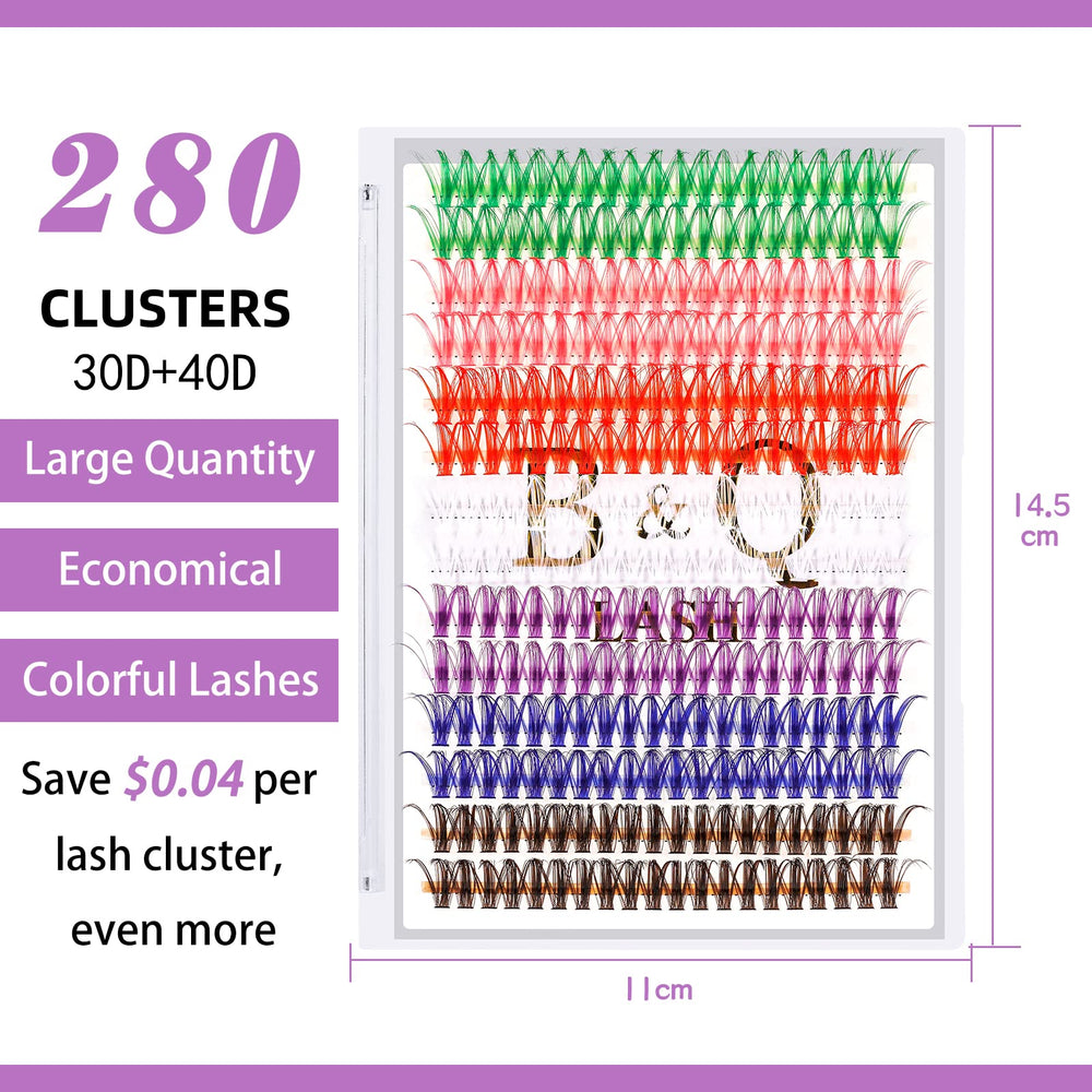 Close-up of B&Qaugen 40D-D-15mm lash clusters for volume