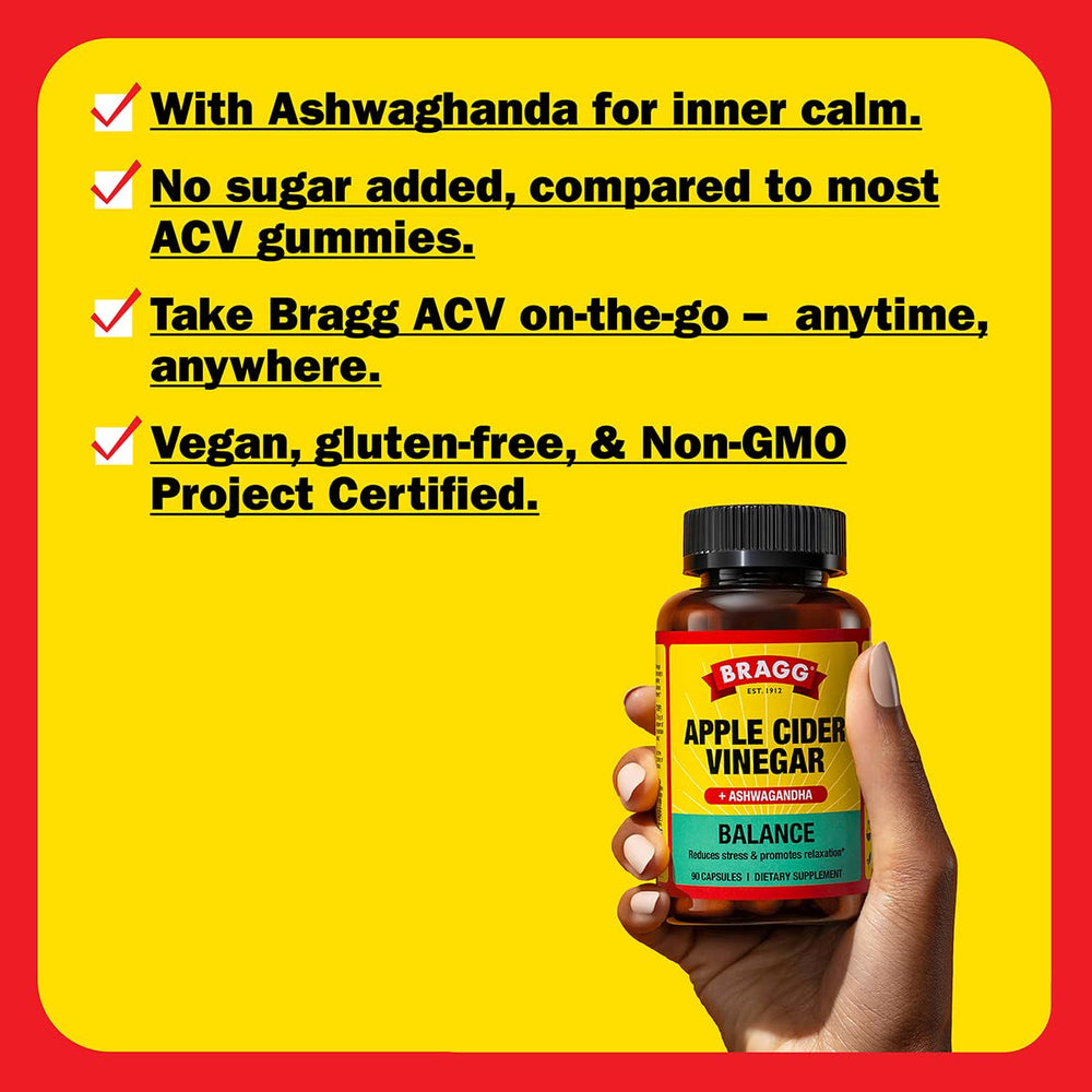 Calm and energy support with ashwagandha and ACV capsules