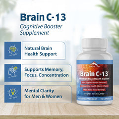Close-up of Brain C-13 capsules against a white background