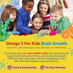 Brain and memory support illustration with omega-3 for kids
