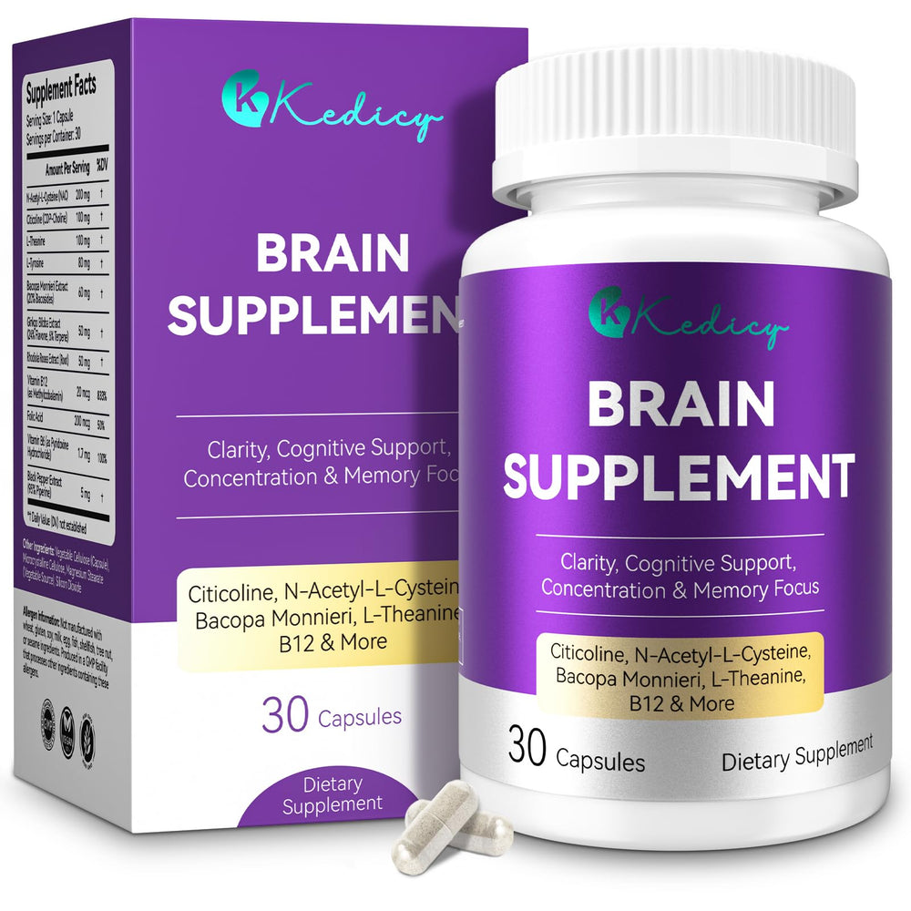Kedicy Brain Supplements bottle and capsules