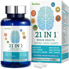 21-in-1 brain supplement bottle with capsules