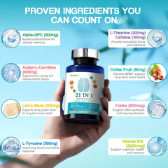 Close-up of Alpha-GPC and Lion's Mane ingredients