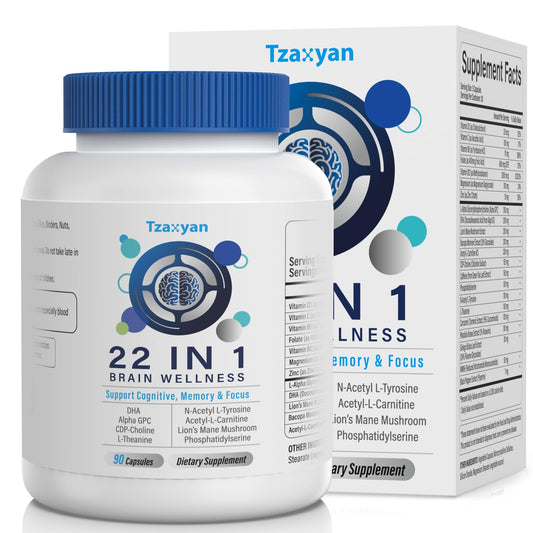 Bottle of Brain Supplements for Memory and Focus on a clean background