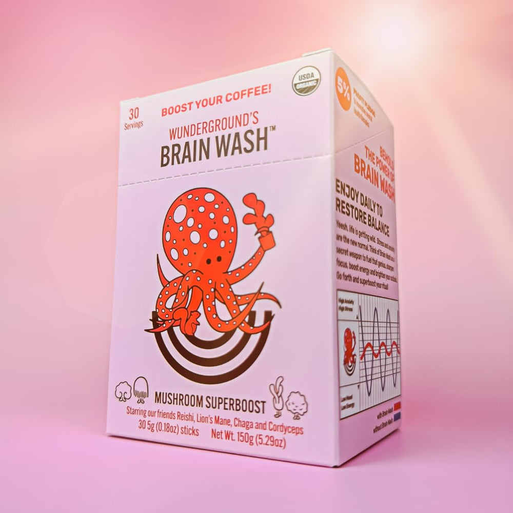 Organic four-mushroom blend ingredients on packaging