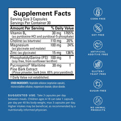 Attention Support bottle label close-up showing gluten-free claim