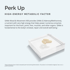 Supplement facts panel for SAMe 400 mg BrainMD product