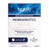 Front view of BrainMD ProBrainBiotics MAX 30 capsules bottle