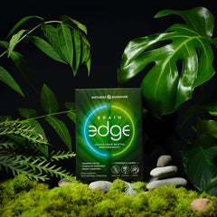 Close-up of Brain Edge label and ingredients