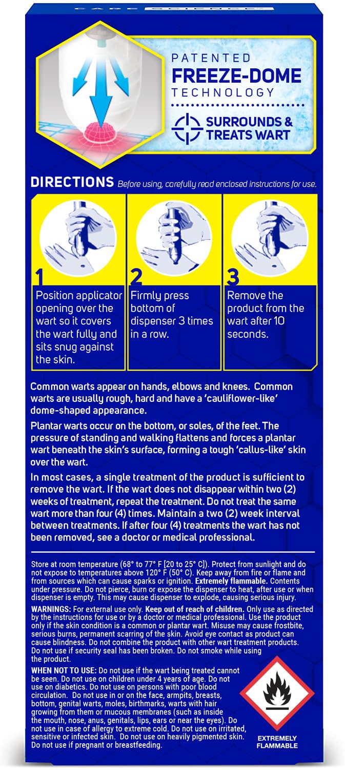 brand Care Science Wart Remover Freeze applicator targeting a visible wart for swift treatment.