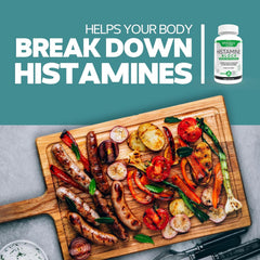 Graphic illustrating histamine digestion support