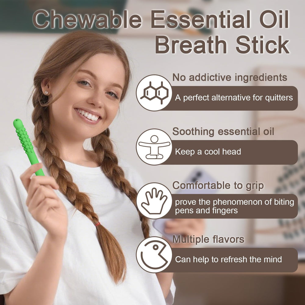 Soft silicone chewable breath stick close-up