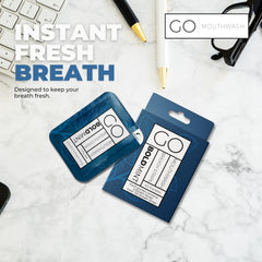 Bold peppermint GO Breath Strips dissolving on tongue