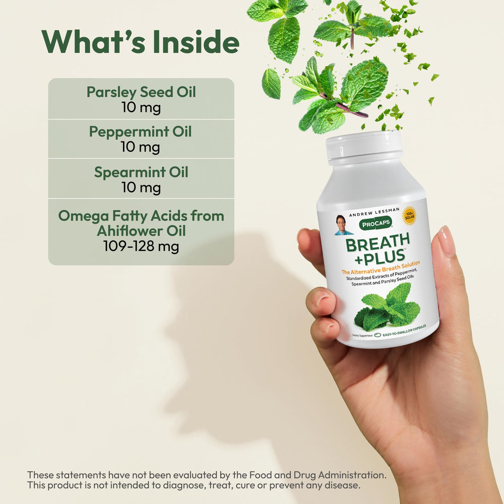 Graphic showing parsley seed oil peppermint oil and spearmint oil
