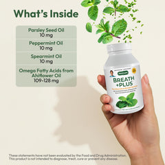 Graphic showing parsley seed oil peppermint oil and spearmint oil
