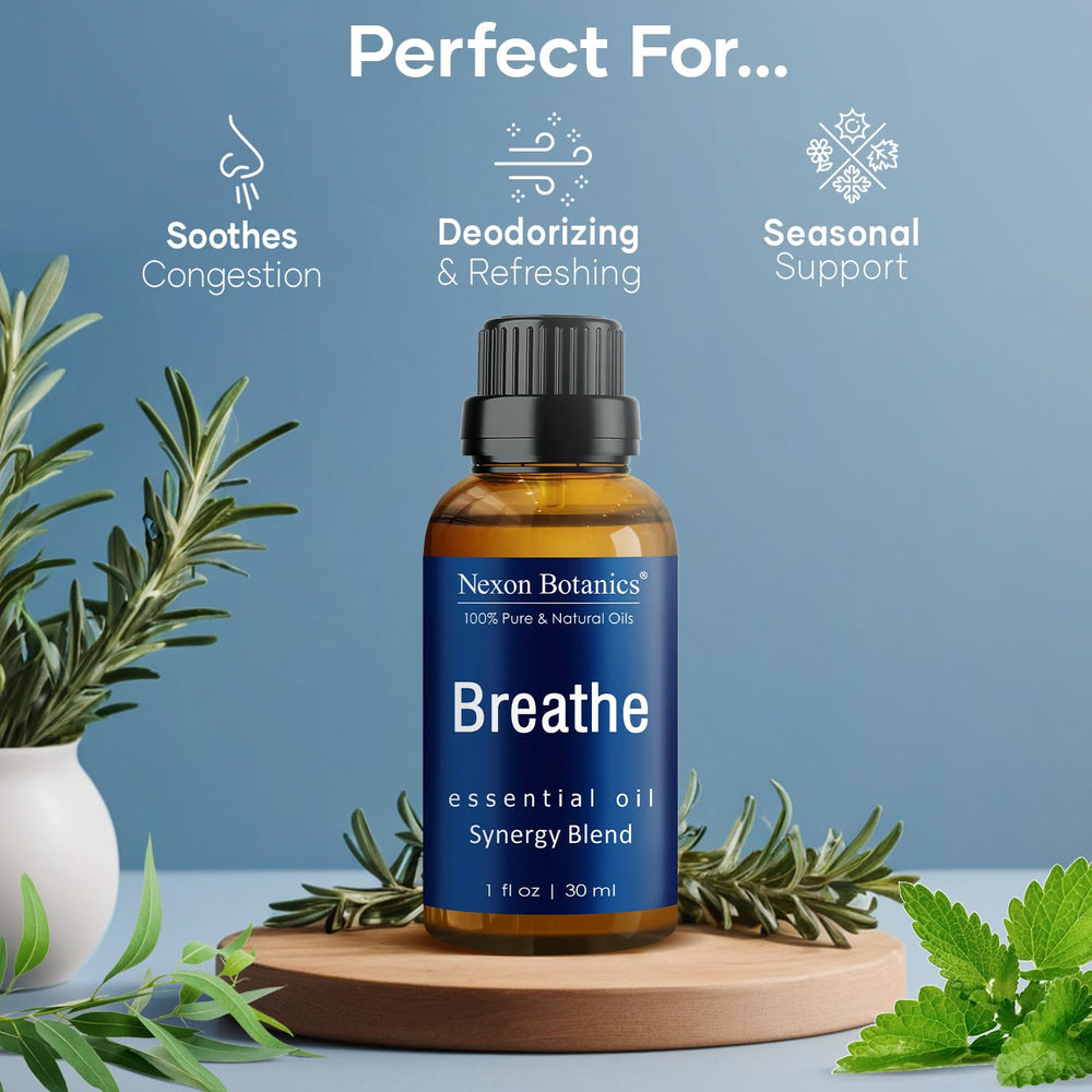 Breathe essential oil blend label