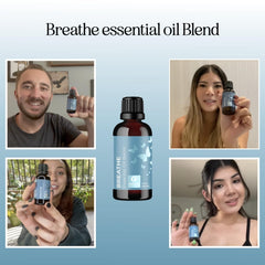Breathe diffuser oil bottle beside a running diffuser in a bright room