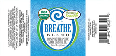 Close-up of organic breathe oil bottle for home use