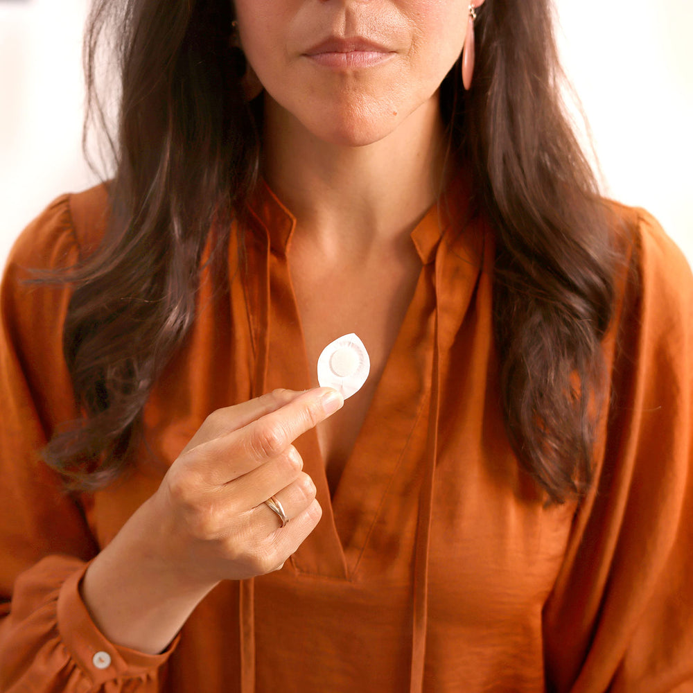Breatherapy Aroma Patch chest area attachment area shows simple, secure placement