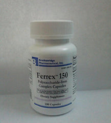 Breckenridge Ferrex 150 Polysaccharide Iron Complex capsules bottle front view