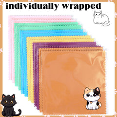 Purple cat-pattern microfiber cleaning cloth for lenses and devices