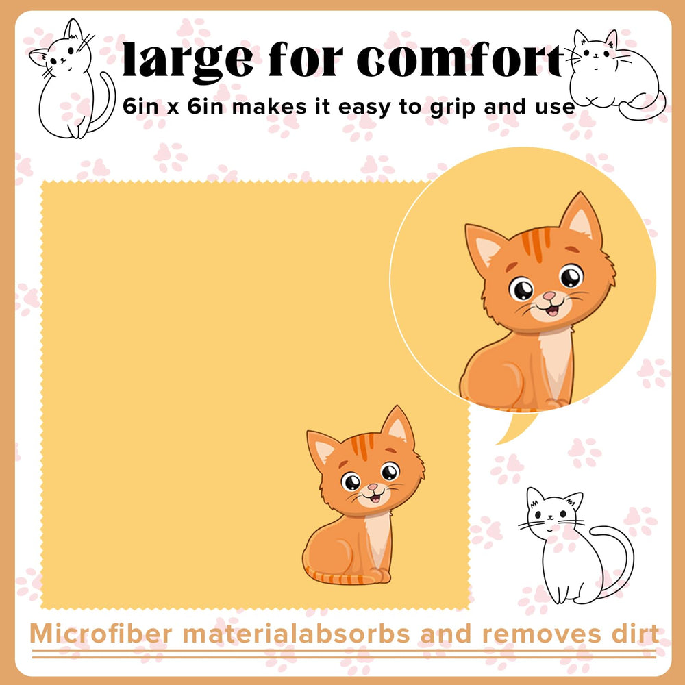 Yellow cat-pattern microfiber cleaning cloth for screens