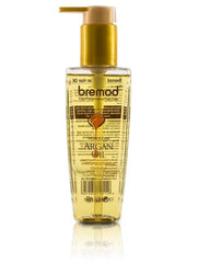 Bremod Performance leave-in argan oil bottle for hydration and frizz control.