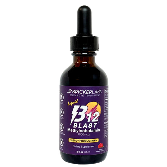 Front of Bricker Labs B12 Blast Methylcobalamin 1000mcg bottle