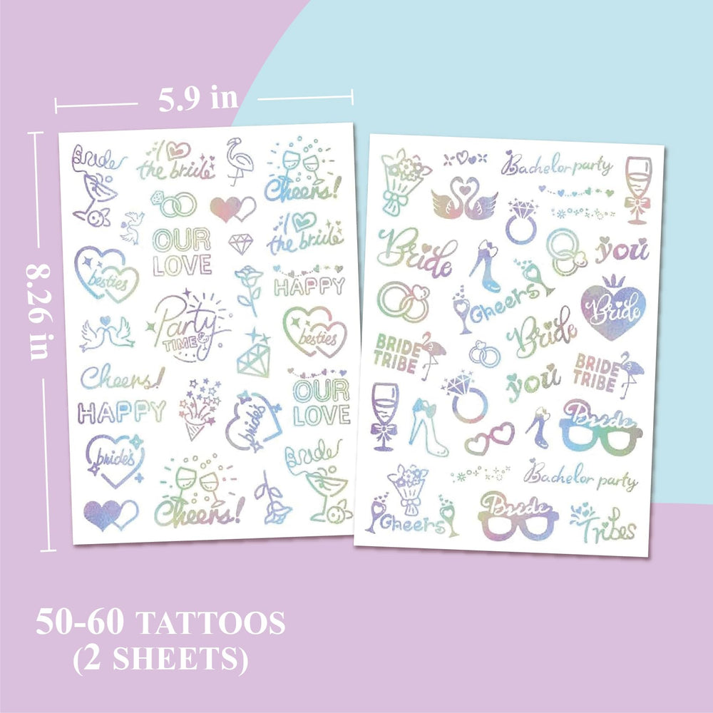 Bride Squad foil tattoos Love Kiss design highlighting glam accents for photos and outfits.