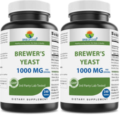 Brieofood Brewers Yeast bottle showing 1000 mg per serving, 240 tablets, pack of 2