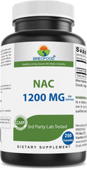 Brieofood NAC supplement bottle showing 1200 mg per serving