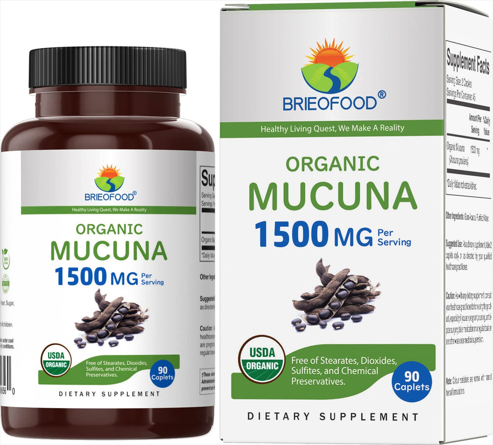 Brieofood Organic Mucuna 1500mg bottle and label