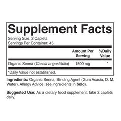 Brieofood Organic Senna label panel shows organic certification