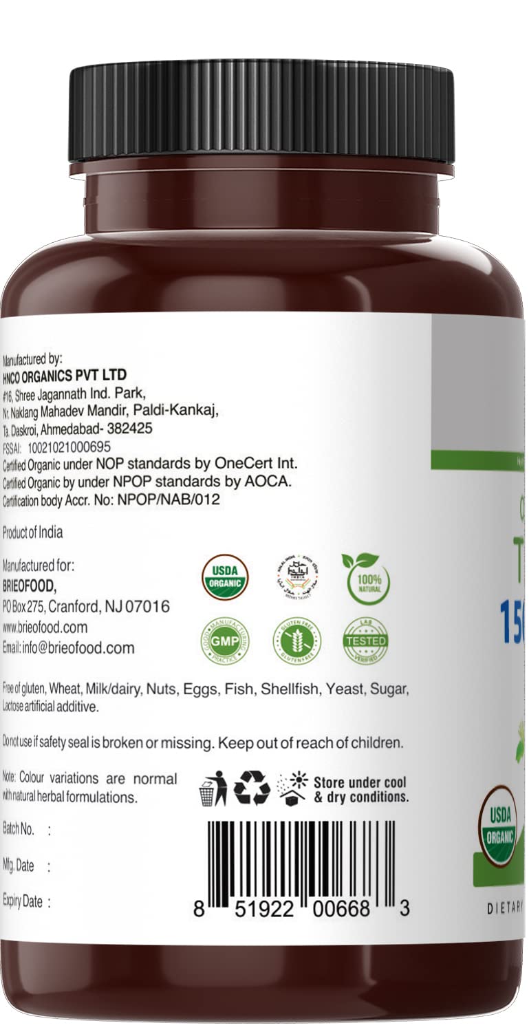 Ingredients and Tulsi per tablet information on the label
