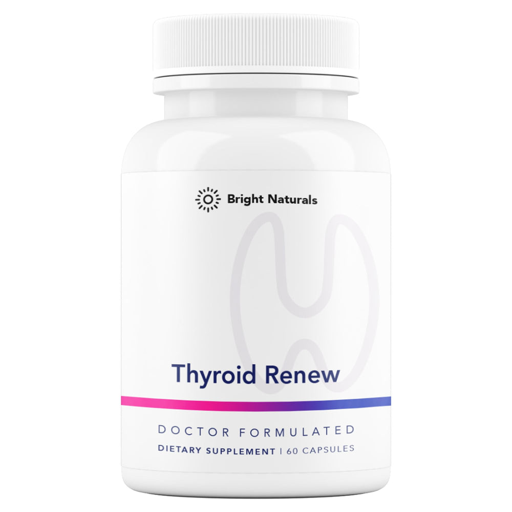 Bright Naturals Thyroid Renew bottle label showing trusted thyroid support for daily wellness.