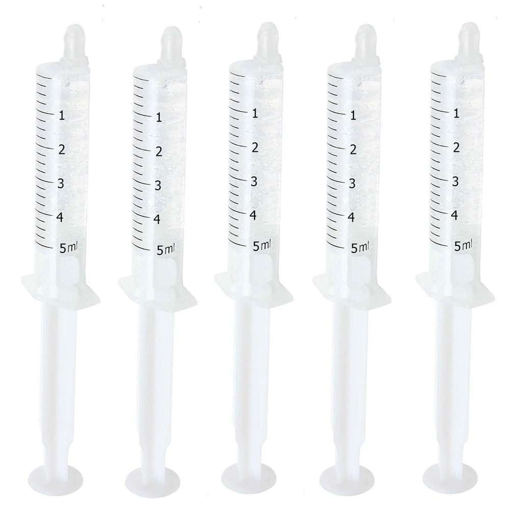 Bright White Smiles Teeth Whitening Kit box and five 5cc/ml gel syringes