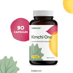 Brightcore Kimchi One packaging opening to reveal vegan capsules