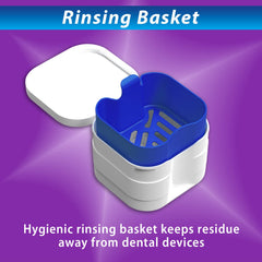 Dentures soaking in the dental bath