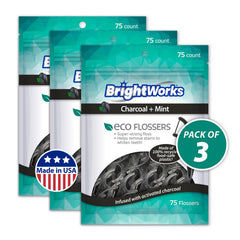 Floss picks made in the USA from 100% post-consumer recycled plastic