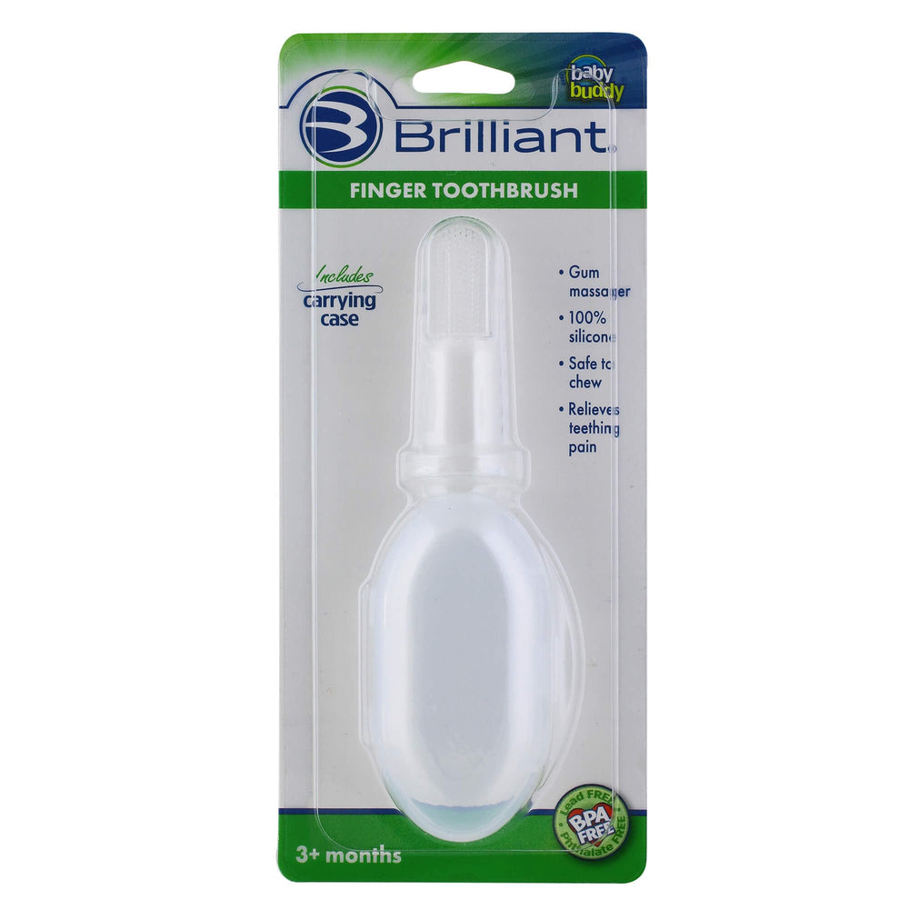 Front view of Brilliant Baby Finger Toothbrush with Case