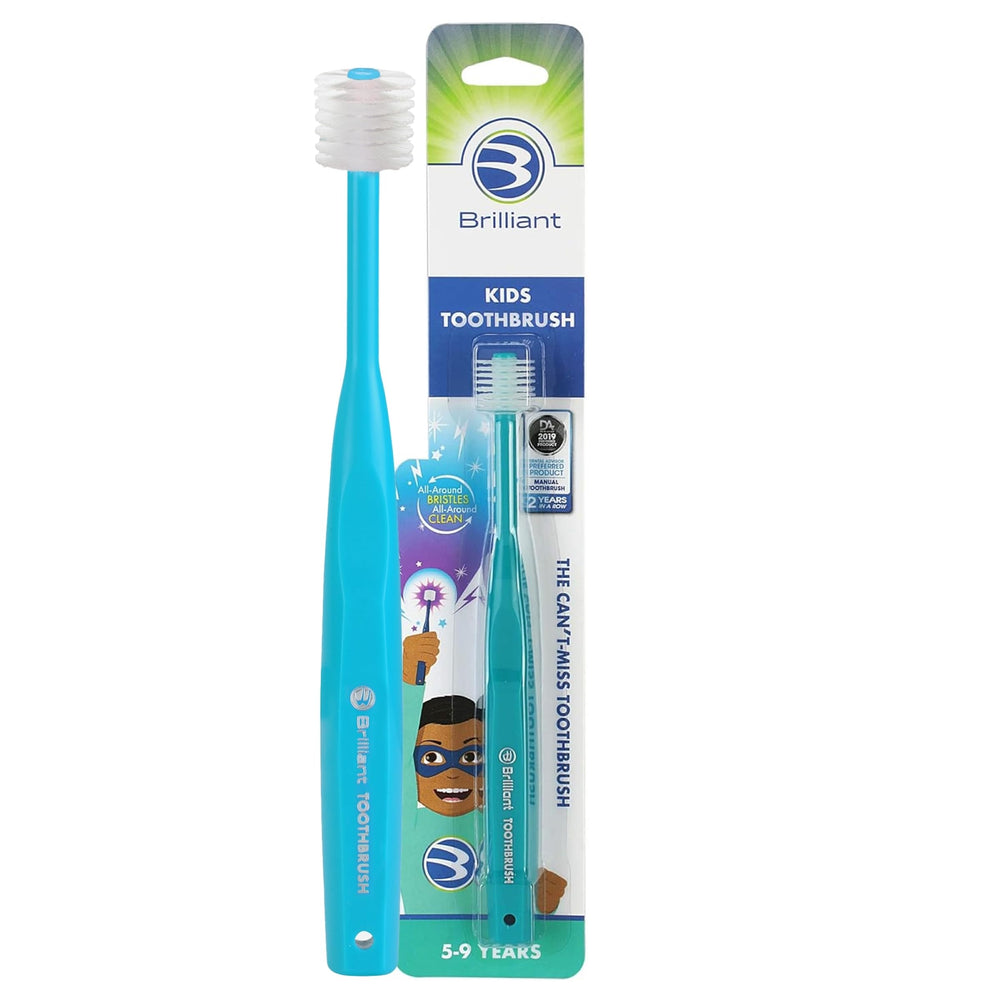 Brilliant Oral Care Kids Toothbrush Teal with 360° round head