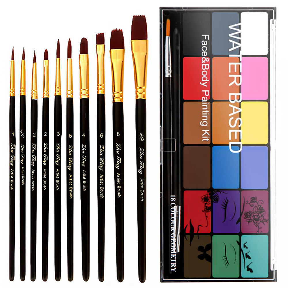 BRIMFULITE face paint kit 18 colors palette for bold designs at parties
