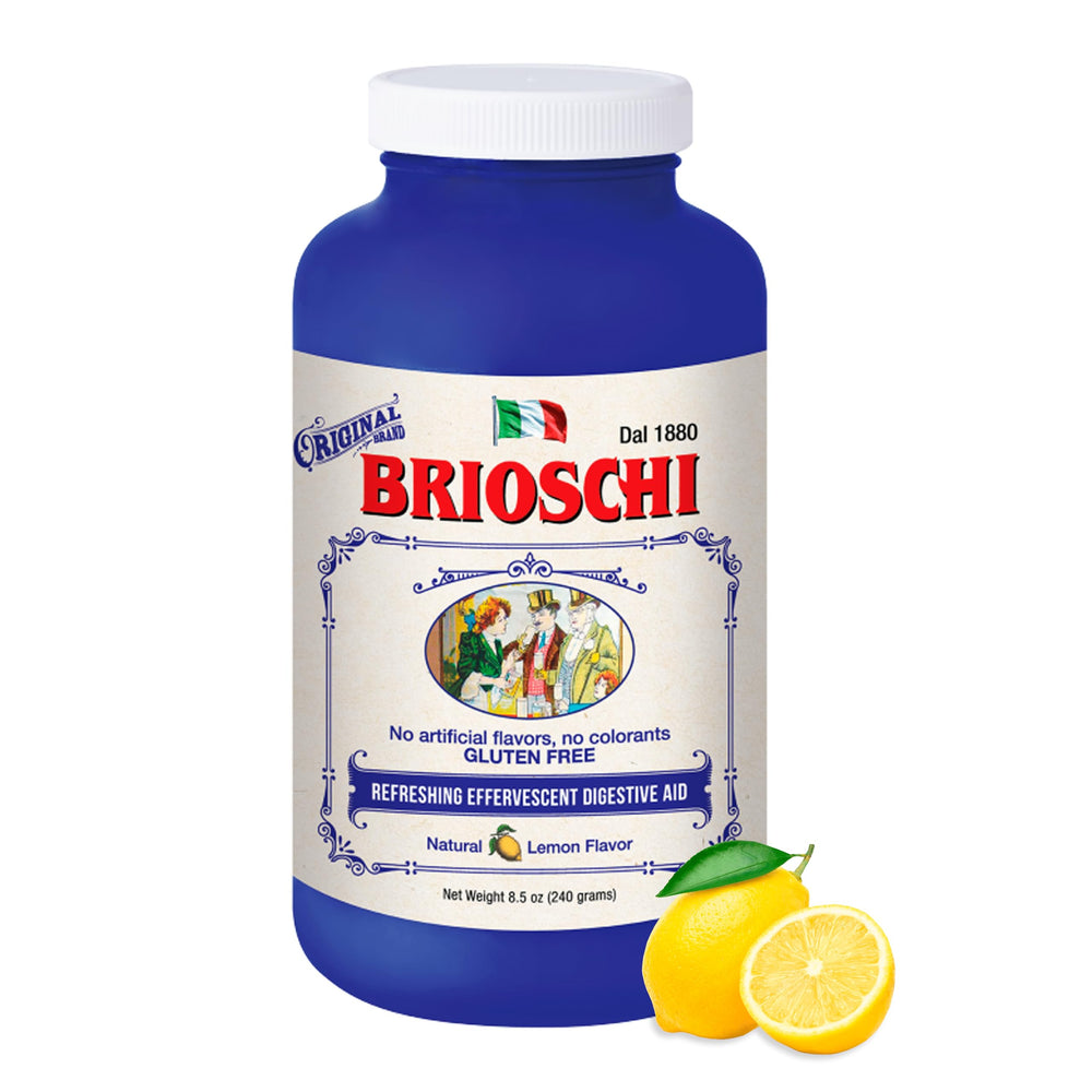 Brioschi close-up of foil packaging signals premium Italian formula.