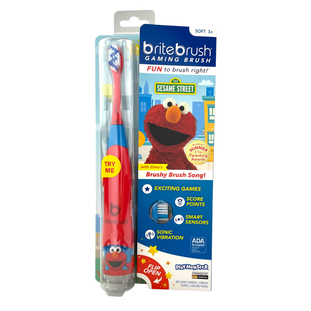 Front view of BriteBrush Sesame Street Elmo toothbrush