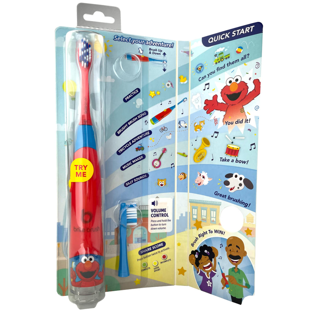 Side view of BriteBrush Sesame Street Elmo toothbrush
