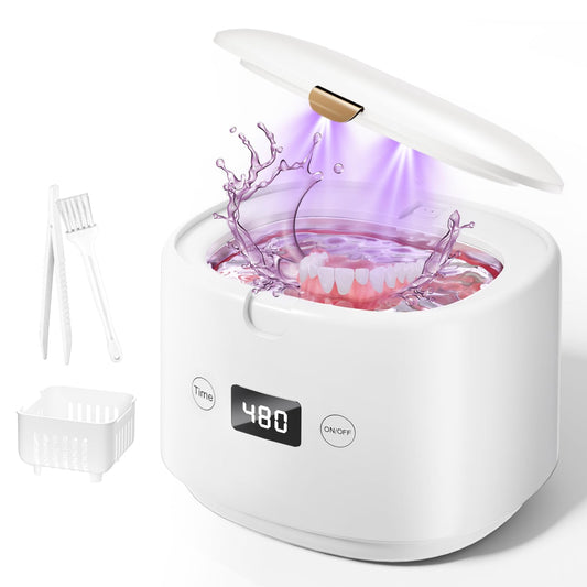 Front view of BRNMLD Ultrasonic Retainer Cleaner in white
