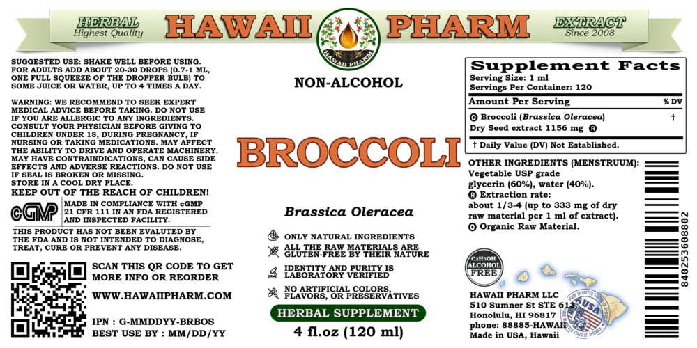 Dropper dispensing broccoli glycerite liquid