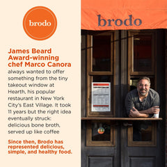 Serving bowl of Brodo bone broth with herbs