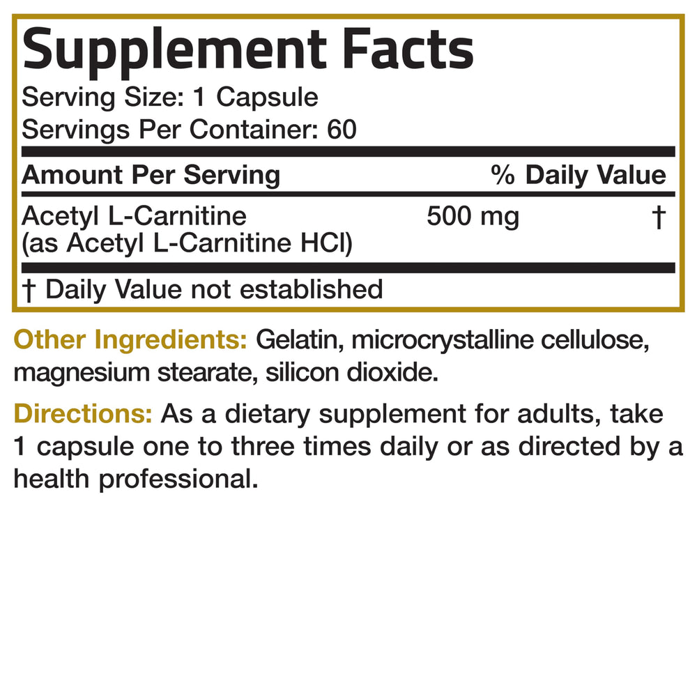 In-house purity and quality testing for Bronson Acetyl L-Carnitine 500 mg